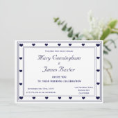 BLAUER RAHMEN MIT HERZEN (horizontal) Einladung (Stehend Vorderseite)