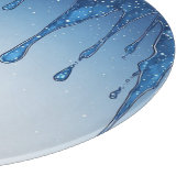 Blauer Rahmen mit tropfenden Tröpfchen Schneidebrett (Ecke)
