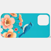 Blauer Rahmen mit Vogel Case-Mate iPhone Hülle (Hinten (horizontal))
