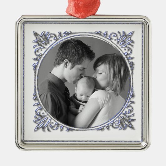 Blauer Rahmen Ornament Aus Metall (Vorne)