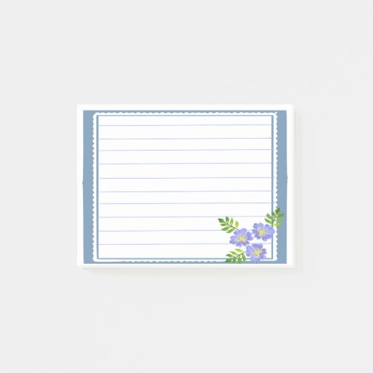 Blauer Rahmen Post-it Klebezettel (Vorderseite)
