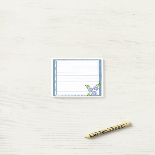 Blauer Rahmen Post-it Klebezettel (Auf Schreibtisch)