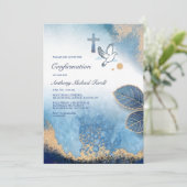 Blauer Rahmen - religiöse Einladung 2 (Stehend Vorderseite)