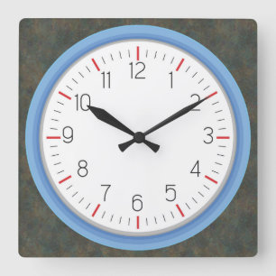 Blauer Rahmen-Tarnvergnügen Quadratische Wanduhr