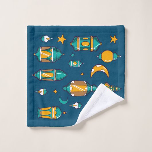 Blauer Ramadan Badhandtuch Set (Waschlappen)