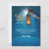 Blauer Ramadan-Glanz mit goldenem Laternen-Iftar Einladung (Rückseite)