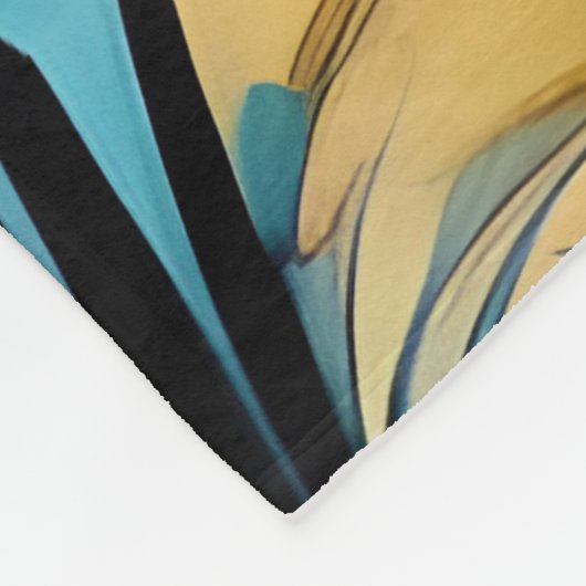 Blauer Raps, Blau und Gold abstrakt Fleecedecke (Ecke)