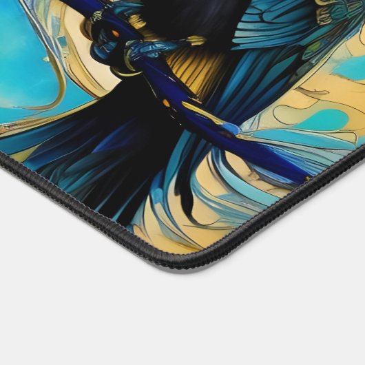 Blauer Raps, Blau und Gold abstrakt Schreibtischunterlage (Ecke)