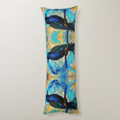 Blauer Raps, Blau und Gold abstrakt Seitenschläferkissen (Rückseite (Vertikal))