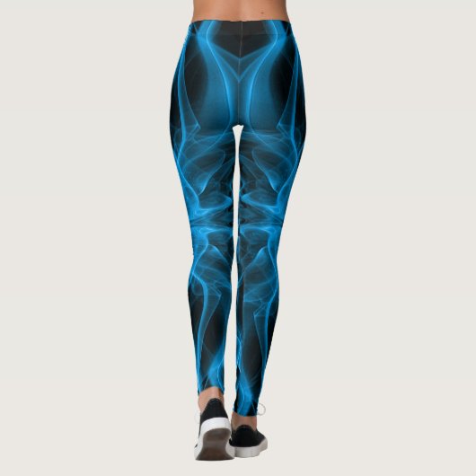 Blauer Rauch auf schwarz Leggings (Rückseite)