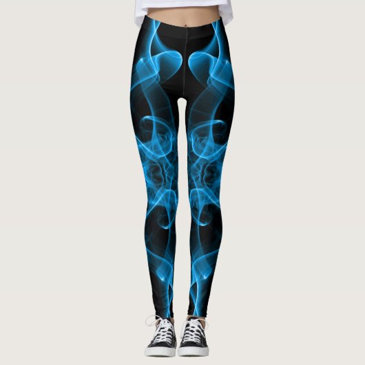 Blauer Rauch auf schwarz Leggings (Vorderseite)