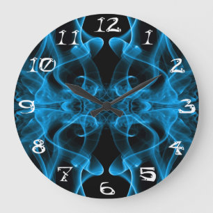 Blauer Rauch Symmetrischer Minimalistischer Schwar Große Wanduhr