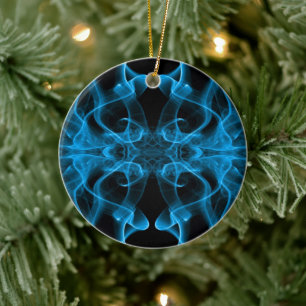 Blauer Rauch Symmetrischer Minimalistischer Schwar Keramikornament