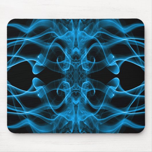 Blauer Rauch Symmetrischer Minimalistischer Schwar Mousepad (Vorne)