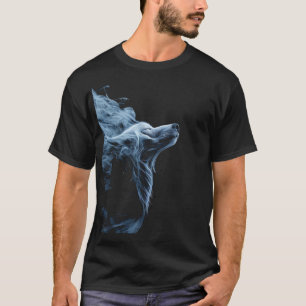 Blauer Rauch Wolf T-Shirt Mystischer Wolf Grafik