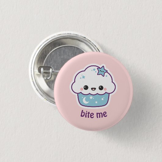 Blauer Raum-Kuchen Button (Vorne & Hinten)