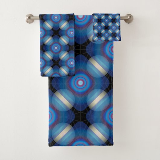 Blauer Räumlicher Geometrischer Badhandtuch Set (Insitu)