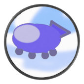 Blauer Raumschiff Eishockey Puck (Vorderseite)