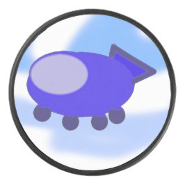 Blauer Raumschiff Eishockey Puck