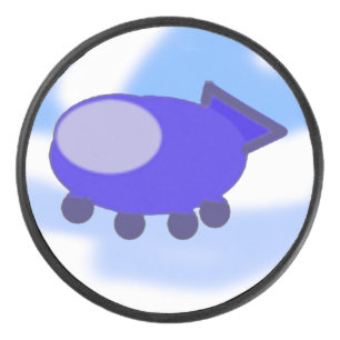 Blauer Raumschiff Eishockey Puck