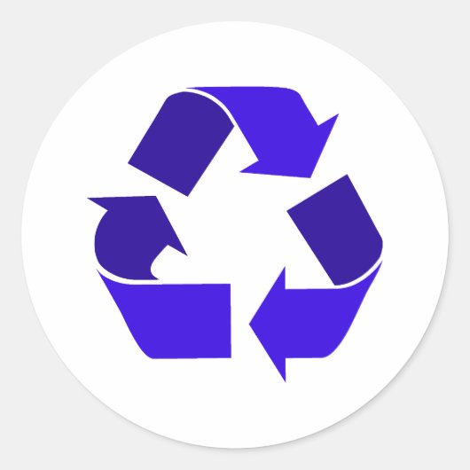 blauer recycle runder aufkleber (Vorderseite)