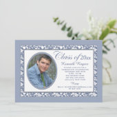 Blauer Reflektions Foto Einladung (Stehend Vorderseite)