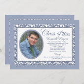 Blauer Reflektions Foto Einladung (Vorne/Hinten)