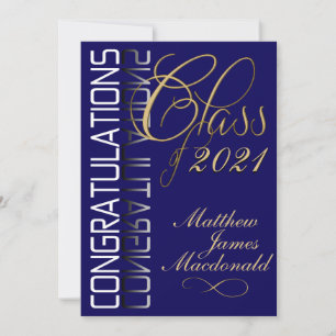 Blauer Reflektionsformale Abitur Einladung