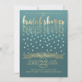 Blauer Regen Brautparty Blue Gold ID303 Einladung (Vorderseite)