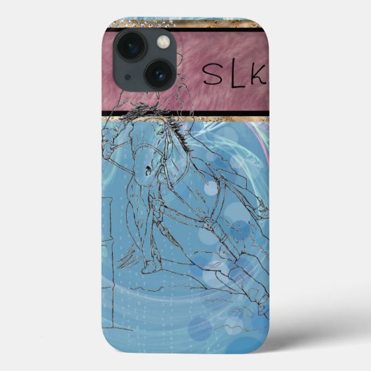 Blauer Regen Monogram Barrel Racer Case-Mate iPhone Hülle (Rückseite)