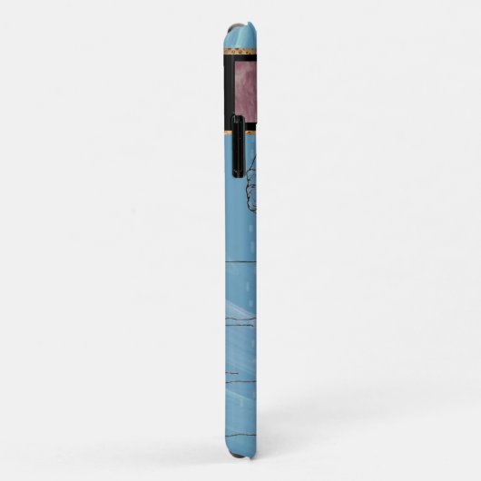 Blauer Regen Monogram Barrel Racer Case-Mate iPhone Hülle (Hinten/Rechts)