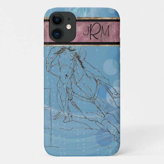 Blauer Regen Monogram Barrel Racer Case-Mate iPhone Hülle (Rückseite)