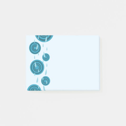 Blauer Regen Post-it Klebezettel (Vorderseite)