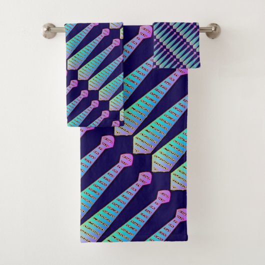 Blauer Regenbogen Dekorativer Designer  Badhandtuch Set (Insitu)