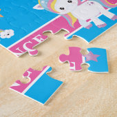 Blauer Regenbogen Einhorn Personalisiert Kinder Puzzle (Seite)