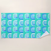 Blauer Regenbogen-Retro-Türkis Strandtuch (Vorderseite)