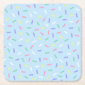 Blauer Regenbogen Sprinklen Konfetti Spaß farbenfr Rechteckiger Pappuntersetzer (Vorderseite)