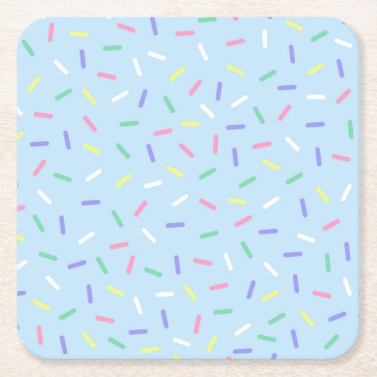 Blauer Regenbogen Sprinklen Konfetti Spaß farbenfr Rechteckiger Pappuntersetzer (Vorderseite)