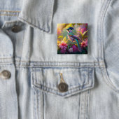 Blauer Regenbogen Winged Sunbird Fantasy Bird Button (Beispiel)