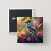 Blauer Regenbogen Winged Sunbird Fantasy Bird Button (Vorne & Hinten)