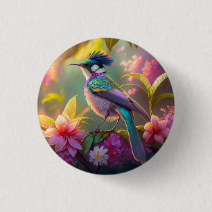 Blauer Regenbogen Winged Sunbird Fantasy Bird Button