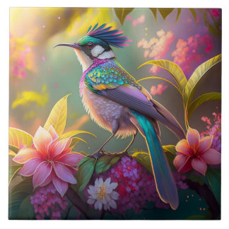 Blauer Regenbogen Winged Sunbird Fantasy Bird Fliese