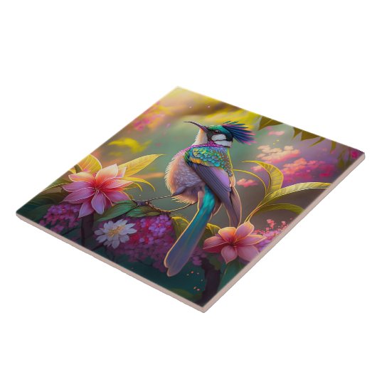 Blauer Regenbogen Winged Sunbird Fantasy Bird Fliese (Seite)