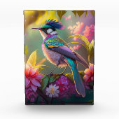 Blauer Regenbogen Winged Sunbird Fantasy Bird Fotoblock (Vorderseite)