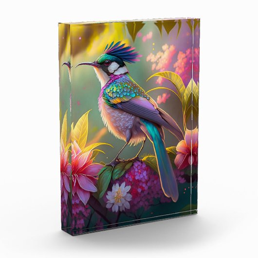 Blauer Regenbogen Winged Sunbird Fantasy Bird Fotoblock (Links)
