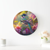 Blauer Regenbogen Winged Sunbird Fantasy Bird Große Wanduhr (Zuhause)