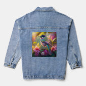 Blauer Regenbogen Winged Sunbird Fantasy Bird Jeansjacke (Rückseite)