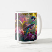 Blauer Regenbogen Winged Sunbird Fantasy Bird Kaffeetasse (VorderseiteRechts)