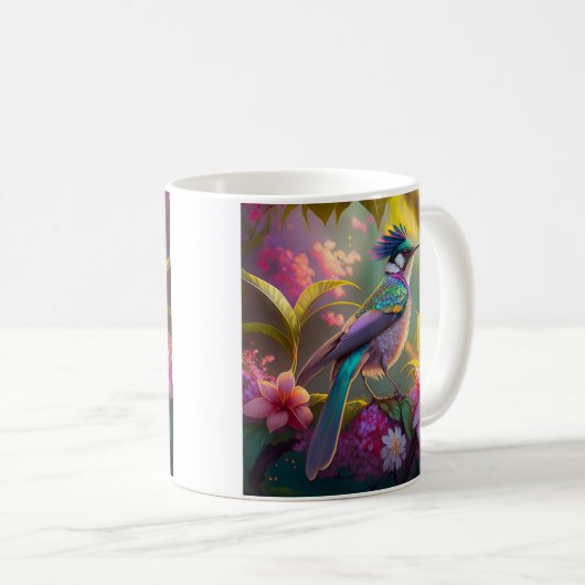 Blauer Regenbogen Winged Sunbird Fantasy Bird Kaffeetasse (VorderseiteRechts)