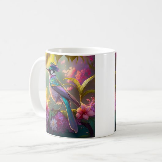 Blauer Regenbogen Winged Sunbird Fantasy Bird Kaffeetasse (Vorderseite Links)